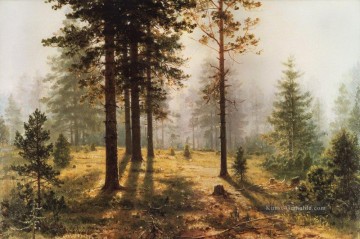 Nebel im Wald klassische Landschaft Ivan Ivanovich Ölgemälde